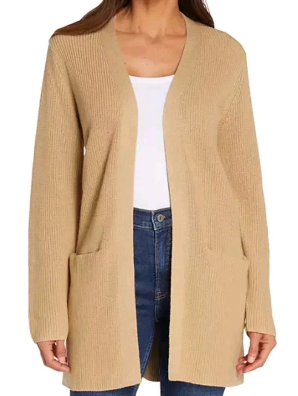 Size M GAP Open-Front Long Cardigan - Camel/Tan